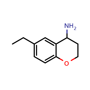 Chemical structure of 6-ethyl-3,4-dihydro-2h-1-benzopyran-4-amine , CAS 191608-16-9, AChemBlock W171034