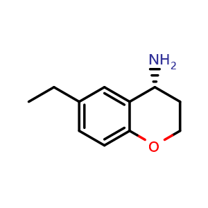 Chemical structure of (4r)-6-ethyl-3,4-dihydro-2h-1-benzopyran-4-amine , CAS 1228570-20-4, AChemBlock W171035