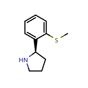 Chemical structure of 1-((2R)pyrrolidin-2-yl)-2-methylthiobenzene , CAS 1213314-31-8, AChemBlock W171048