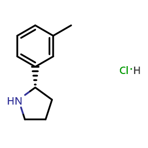 Chemical structure of (2S)-2-(3-methylphenyl)pyrrolidine hydrochloride , CAS 1381928-03-5, AChemBlock W171053