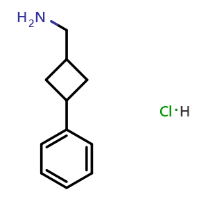 Chemical structure of 1-(3-phenylcyclobutyl)methanamine hydrochloride , CAS 1803611-35-9, AChemBlock W171055