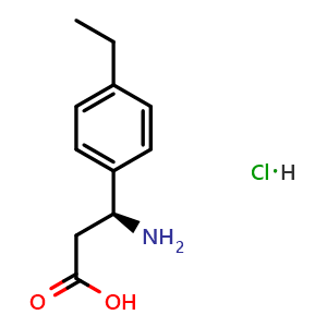 Chemical structure of (3S)-3-amino-3-(4-ethylphenyl)propanoic acid hydrochloride , CAS 2682097-13-6, AChemBlock W171057