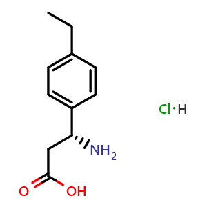 Chemical structure of (3R)-3-amino-3-(4-ethylphenyl)propanoic acid hydrochloride , CAS 2682097-61-4, AChemBlock W171058