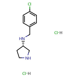 Chemical structure of (S)-N-(4-Chlorobenzyl)-3-pyrrolidinamine dihydrochloride , CAS 1264367-79-4, AChemBlock W171070