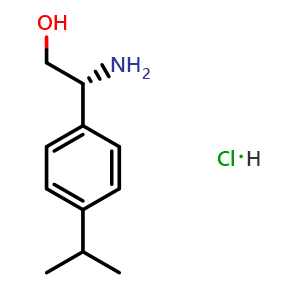Chemical structure of (2R)-2-amino-2-[4-(methylethyl)phenyl]ethan-1-ol hydrochloride , CAS 1391467-74-5, AChemBlock W171080