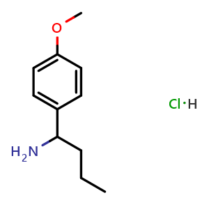 Chemical structure of 1-(4-methoxyphenyl)butan-1-amine hydrochloride , CAS 1071511-17-5, AChemBlock W171082