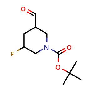 Chemical structure of tert-butyl 3-fluoro-5-formyl-piperidine-1-carboxylate , CAS 1374655-97-6, AChemBlock W171083