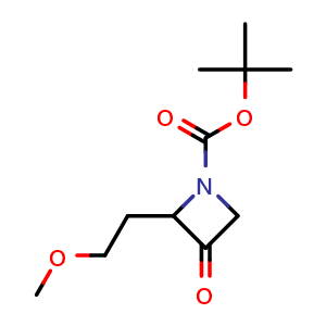 Chemical structure of tert-butyl 2-(2-methoxyethyl)-3-oxo-azetidine-1-carboxylate , CAS 1909312-42-0, AChemBlock W171090