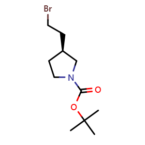 Chemical structure of (S)-1-Boc-3-(2-bromoethyl)pyrrolidine , CAS 1421026-17-6, AChemBlock W171099