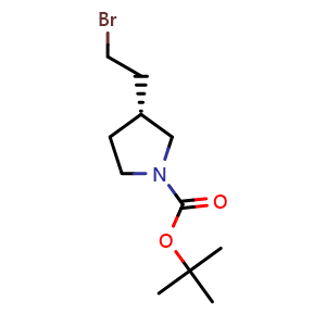 Chemical structure of (R)-1-Boc-3-(2-bromoethyl)pyrrolidine , CAS 1421040-84-7, AChemBlock W171100