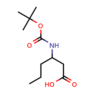 Chemical structure of N-Boc-3-aminohexanoic acid , CAS 282524-95-2, AChemBlock W171112