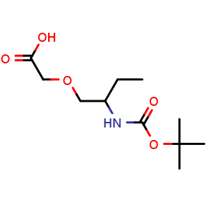 Chemical structure of N-Boc-2-(2-aminobutoxy)acetic acid , CAS 193086-14-5, AChemBlock W171118