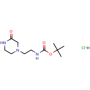 Chemical structure of tert-butyl N-[2-(3-oxopiperazin-1-yl)ethyl]carbamate;hydrochloride , CAS 2891597-78-5, AChemBlock W171122