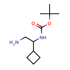 Chemical structure of 2-(Boc-amino)-2-cyclobutylethanamine , CAS 1518049-40-5, AChemBlock W171124