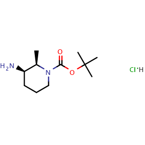 Chemical structure of tert-Butyl (2R,3R)-3-amino-2-methylpiperidine-1-carboxylate hydrochloride , CAS 2891580-99-5, AChemBlock W171135