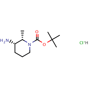 Chemical structure of tert-butyl (2S,3S)-3-amino-2-methyl-piperidine-1-carboxylate;hydrochloride , CAS 2891580-31-5, AChemBlock W171137