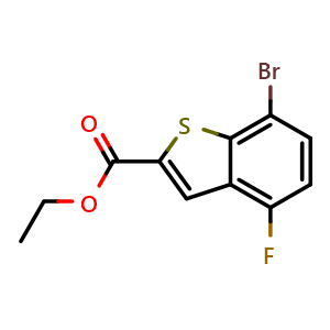 Chemical structure of ethyl 7-bromo-4-fluoro-benzothiophene-2-carboxylate , CAS 1098608-38-8, AChemBlock W171145