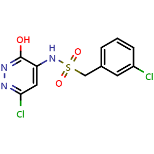 Chemical structure of N-(6-Chloro-3-hydroxy-4-pyridazinyl)-1-(3-chlorophenyl)methanesulfonamide , CAS 2845126-14-7, AChemBlock W171152
