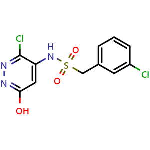 Chemical structure of N-(3-Chloro-6-hydroxy-4-pyridazinyl)-1-(3-chlorophenyl)methanesulfonamide , CAS 2845128-84-7, AChemBlock W171153