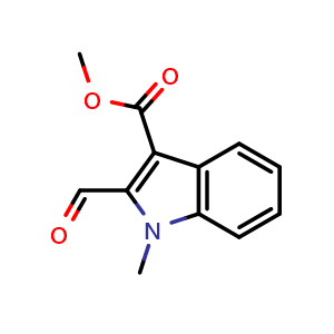 Chemical structure of methyl 2-formyl-1-methyl-1H-indole-3-carboxylate , CAS 154953-49-8, AChemBlock W171164