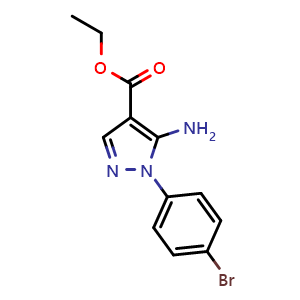 Chemical structure of ethyl 5-amino-1-(4-bromophenyl)-1H-pyrazole-4-carboxylate , CAS 138907-71-8, AChemBlock W171165