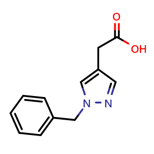 Chemical structure of 2-(1-benzyl-1H-pyrazol-4-yl)acetic acid , CAS 1781790-58-6, AChemBlock W171168