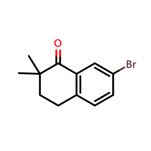 Chemical structure of 7-Bromo-2,2-dimethyl-3,4-dihydronaphthalen-1(2H)-one , CAS 148925-37-5, AChemBlock W171173