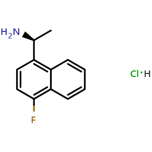 Chemical structure of (S)-1-(4-fluoronaphthalen-1-yl)ethanamine hydrochloride , CAS 2703745-41-7, AChemBlock W171174