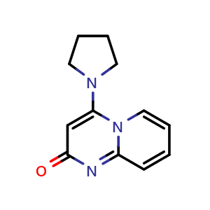 Chemical structure of 4-(pyrrolidin-1-yl)-2H-pyrido[1,2-a]pyrimidin-2-one , CAS 84292-29-5, AChemBlock W171178