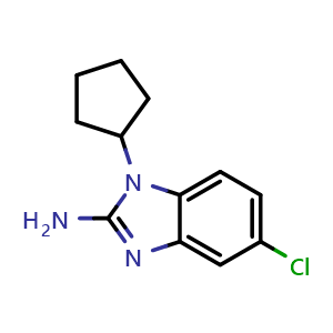 Chemical structure of 5-chloro-1-cyclopentyl-1H-benzo[d]imidazol-2-amine , CAS 1147718-22-6, AChemBlock W171185