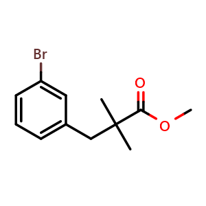 Chemical structure of methyl 3-(3-bromophenyl)-2,2-dimethylpropanoate , CAS 926625-05-0, AChemBlock W171197