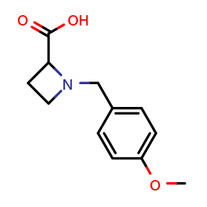Chemical structure of 1-(4-Methoxybenzyl)-2-azetidinecarboxylic acid , CAS 1042413-93-3, AChemBlock W171203