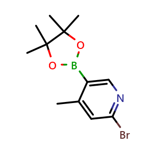 Chemical structure of 2-Bromo-4-methyl-5-(4,4,5,5-tetramethyl-1,3,2-dioxaborolan-2-yl)pyridine , CAS 1309982-23-7, AChemBlock W171222