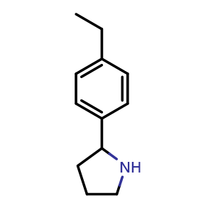 Chemical structure of 2-(4-ethylphenyl)pyrrolidine , CAS 298690-91-2, AChemBlock W171225