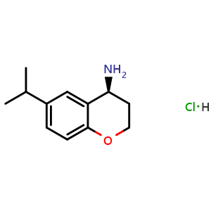Chemical structure of (4s)-6-(propan-2-yl)-3,4-dihydro-2h-1-benzopyran-4-amine hydrochloride , CAS 676134-25-1, AChemBlock W171238