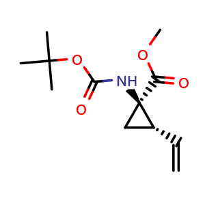 Chemical structure of methyl (1R,2S)-1-(tert-butoxycarbonylamino)-2-vinyl-cyclopropanecarboxylate , CAS 159622-09-0, AChemBlock W171259
