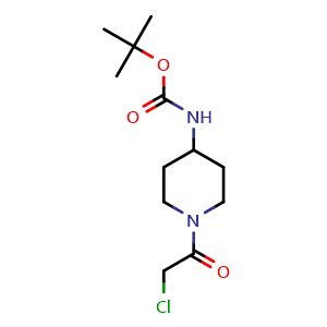 Chemical structure of 1-(2-Chloroacetyl)-4-(Boc-amino)piperidine , CAS 1013921-00-0, AChemBlock W171264