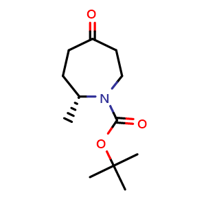 Chemical structure of tert-butyl (2R)-2-methyl-5-oxo-azepane-1-carboxylate , CAS 2891580-05-3, AChemBlock W171270