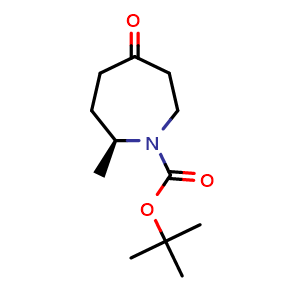 Chemical structure of tert-butyl (2S)-2-methyl-5-oxo-azepane-1-carboxylate , CAS 2891581-49-8, AChemBlock W171271
