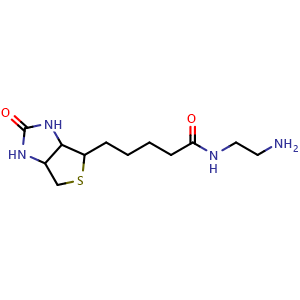 Chemical structure of N-(2-aminoethyl)-5-(2-oxohexahydro-1H-thieno[3,4-d]imidazol-4-yl)pentanamide , CAS 1231488-78-0, AChemBlock W171296