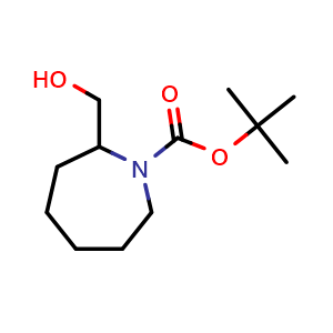 Chemical structure of tert-butyl 2-(hydroxymethyl)azepane-1-carboxylate , CAS 889942-60-3, AChemBlock W171302
