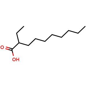 Chemical structure of 2-Ethyl-decanoic acid , CAS 2874-76-2, AChemBlock W171310