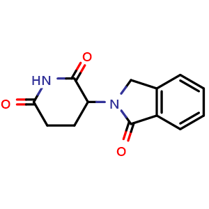 Chemical structure of 3-(1-Oxo-isoindolin-2-yl)-2,6-piperidinedione , CAS 26581-81-7, AChemBlock W171333