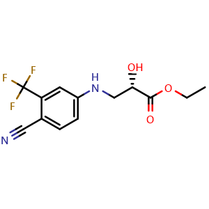 Chemical structure of Ethyl (S)-3-[[4-Cyano-3-(trifluoromethyl)phenyl]amino]-2-hydroxypropanoate , CAS 1820827-25-5, AChemBlock W171339