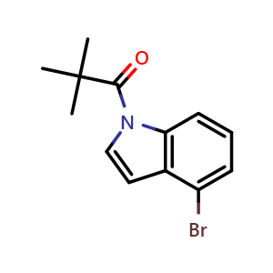 Chemical structure of 1-(4-bromoindol-1-yl)-2,2-dimethyl-propan-1-one , CAS 1196981-04-0, AChemBlock W171345