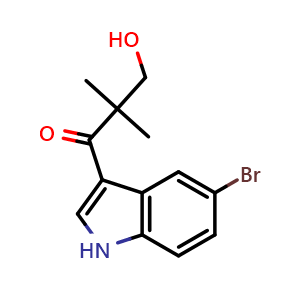 Chemical structure of 1-(5-bromo-1H-indol-3-yl)-3-hydroxy-2,2-dimethyl-propan-1-one , CAS 2891599-71-4, AChemBlock W171346