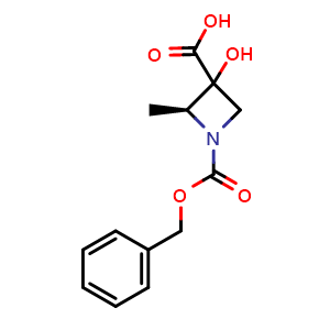 Chemical structure of (2S)-1-benzyloxycarbonyl-3-hydroxy-2-methyl-azetidine-3-carboxylic acid , CAS 2920319-50-0, AChemBlock W171352