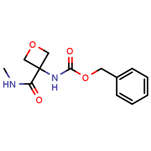 Chemical structure of benzyl N-[3-(methylcarbamoyl)oxetan-3-yl]carbamate , CAS 2375238-89-2, AChemBlock W171356