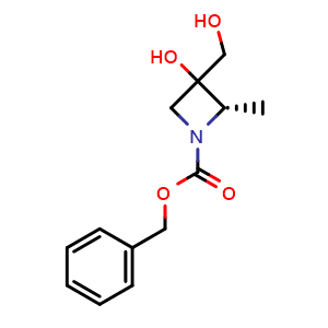 Chemical structure of benzyl (2S)-3-hydroxy-3-(hydroxymethyl)-2-methyl-azetidine-1-carboxylate , CAS 2920319-30-6, AChemBlock W171374