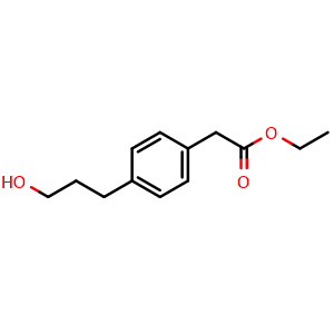 Chemical structure of 4-(3-Hydroxypropyl)benzeneacetic acid ethyl ester , CAS 2115756-58-4, AChemBlock W171387
